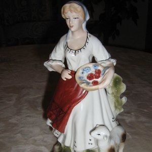 Lady With Sheep Porcelain Figurine